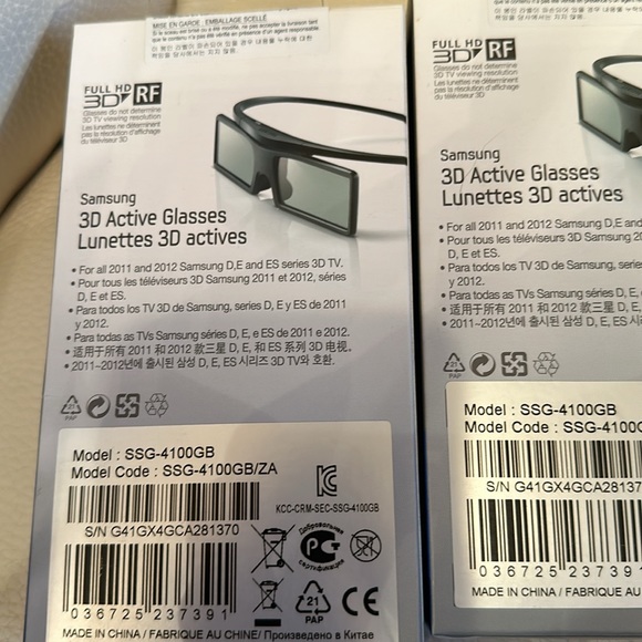 Samsung 3D Active Glasses SSG-4100GB NWT in sealed box x 2 - Picture 5 of 6